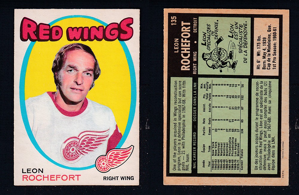 1971-72 O-PEE-CHEE HOCKEY CARD #135 L. ROCHEFORT photo 1971-72 O-PEE-CHEE HOCKEY CARD #135 L. ROCHEFORT photo