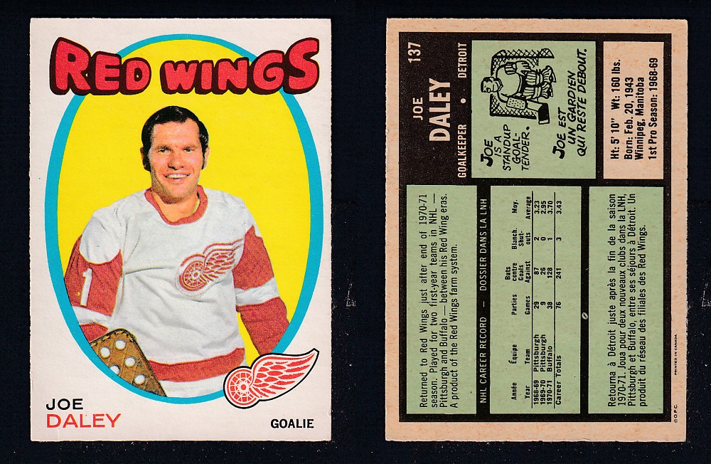 1971-72 O-PEE-CHEE HOCKEY CARD #137 J. DALEY photo 1971-72 O-PEE-CHEE HOCKEY CARD #137 J. DALEY photo