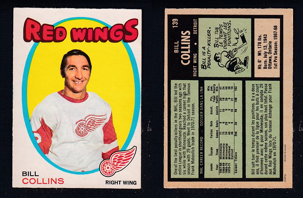 1971-72 O-PEE-CHEE HOCKEY CARD #139 B. COLLINS photo 1971-72 O-PEE-CHEE HOCKEY CARD #139 B. COLLINS photo