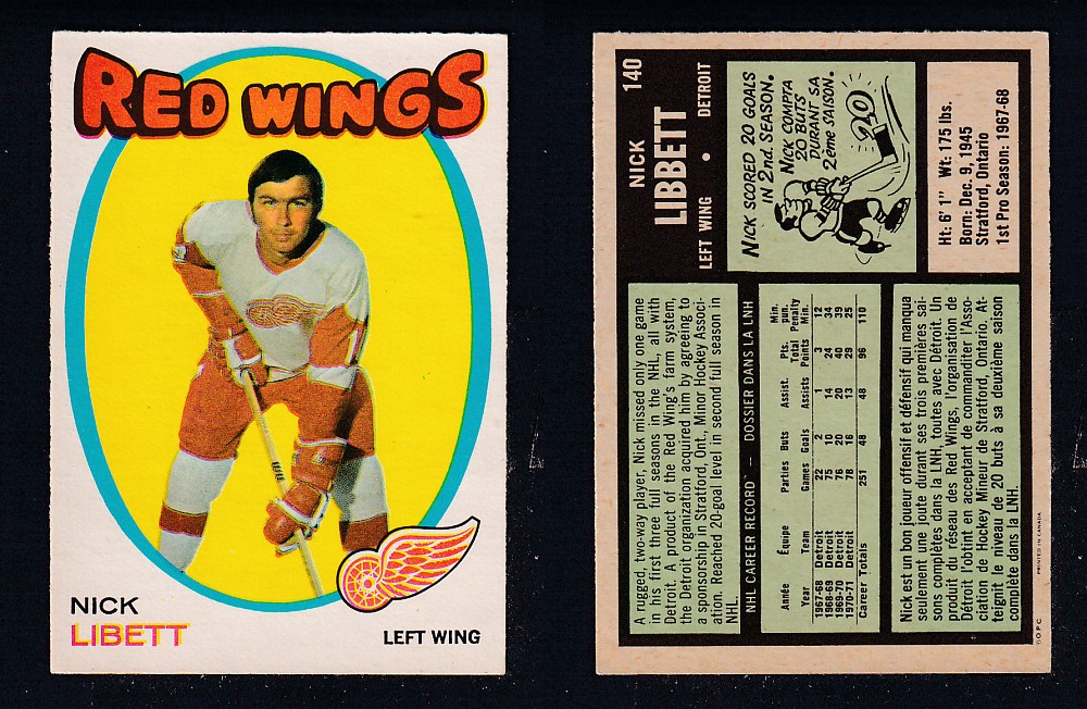 1971-72 O-PEE-CHEE HOCKEY CARD #140 N. LIBETT photo 1971-72 O-PEE-CHEE HOCKEY CARD #140 N. LIBETT photo
