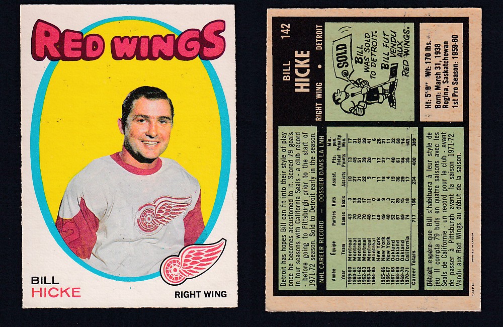 1971-72 O-PEE-CHEE HOCKEY CARD #142 B. HICKE photo 1971-72 O-PEE-CHEE HOCKEY CARD #142 B. HICKE photo