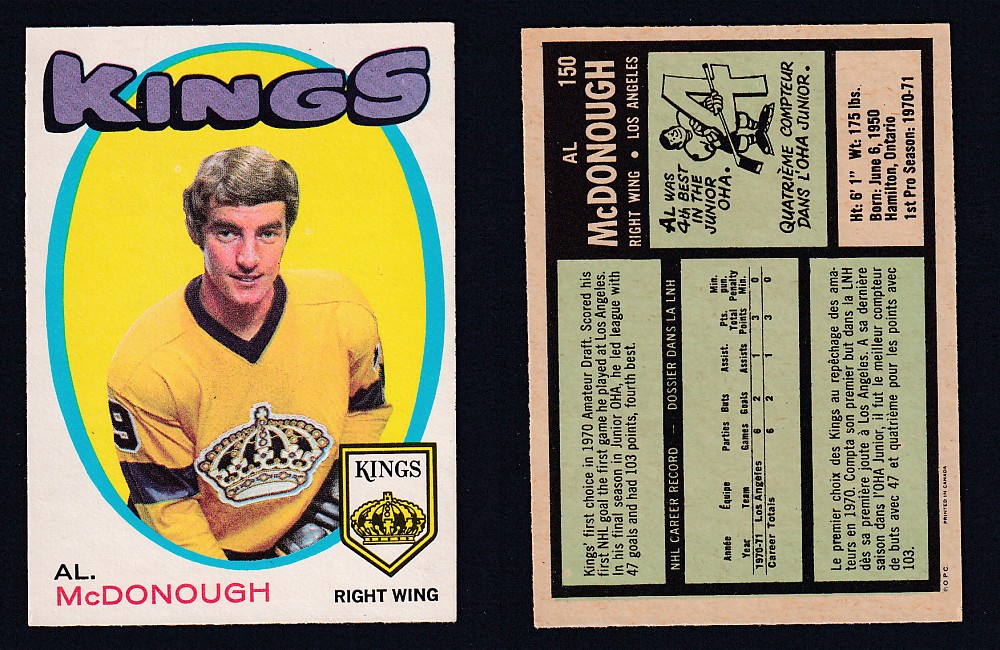 1971-72 O-PEE-CHEE HOCKEY CARD #150 A. MCDONOUGH photo 1971-72 O-PEE-CHEE HOCKEY CARD #150 A. MCDONOUGH photo