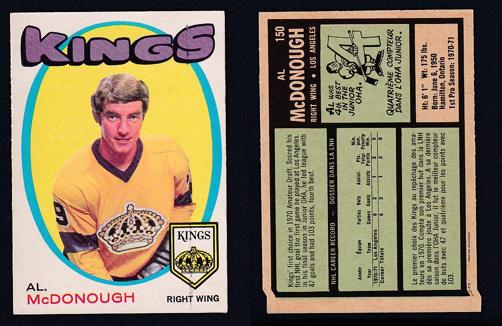 1971-72 O-PEE-CHEE HOCKEY CARD #150 A. MCDONOUGH photo 1971-72 O-PEE-CHEE HOCKEY CARD #150 A. MCDONOUGH photo