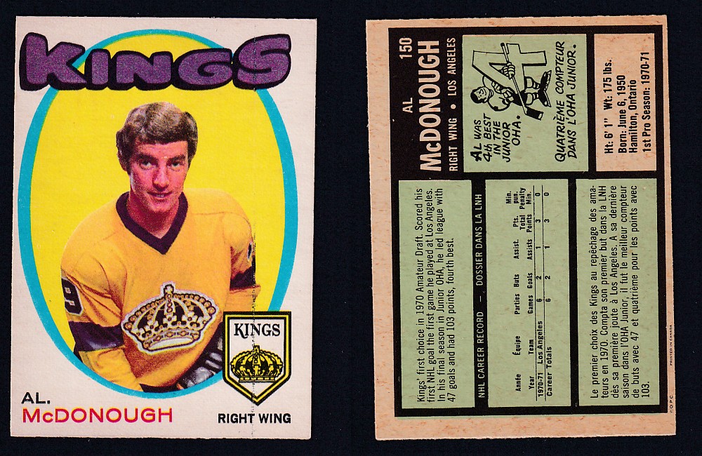 1971-72 O-PEE-CHEE HOCKEY CARD #150 A. MCDONOUGH photo 1971-72 O-PEE-CHEE HOCKEY CARD #150 A. MCDONOUGH photo