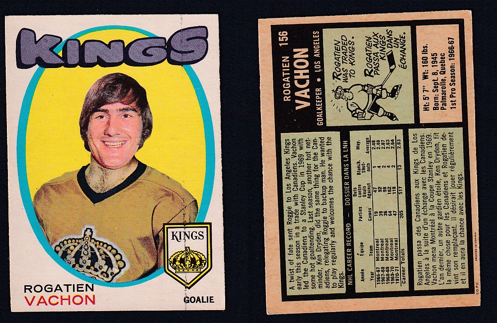 1971-72 O-PEE-CHEE HOCKEY CARD #156 R. VACHON photo 1971-72 O-PEE-CHEE HOCKEY CARD #156 R. VACHON photo