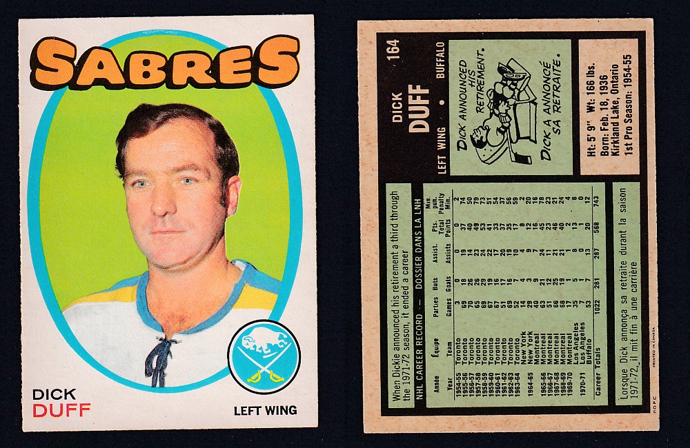 1971-72 O-PEE-CHEE HOCKEY CARD #164 D. DUFF photo 1971-72 O-PEE-CHEE HOCKEY CARD #164 D. DUFF photo
