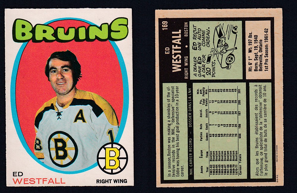 1971-72 O-PEE-CHEE HOCKEY CARD #169 E. WESTFALL photo 1971-72 O-PEE-CHEE HOCKEY CARD #169 E. WESTFALL photo