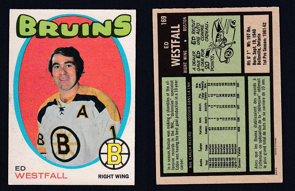 1971-72 O-PEE-CHEE HOCKEY CARD #169 E. WESTFALL photo 1971-72 O-PEE-CHEE HOCKEY CARD #169 E. WESTFALL photo