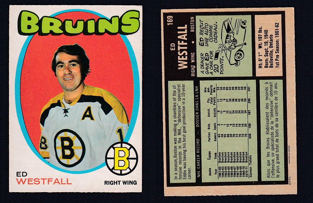 1971-72 O-PEE-CHEE HOCKEY CARD #169 E. WESTFALL photo 1971-72 O-PEE-CHEE HOCKEY CARD #169 E. WESTFALL photo