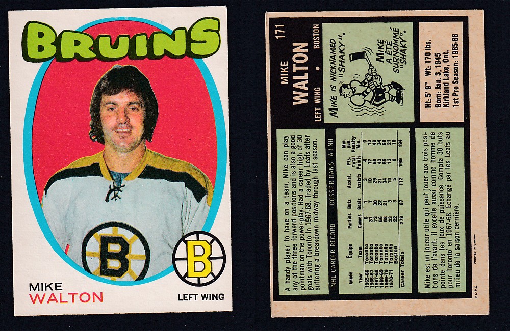 1971-72 O-PEE-CHEE HOCKEY CARD #171 M. WALTON photo 1971-72 O-PEE-CHEE HOCKEY CARD #171 M. WALTON photo