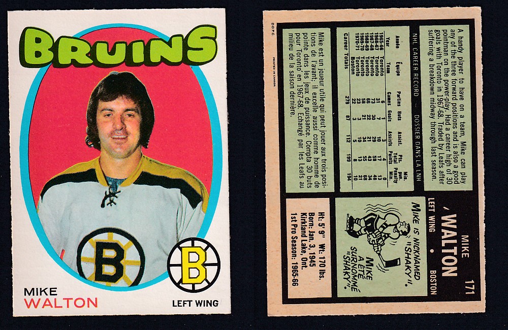1971-72 O-PEE-CHEE HOCKEY CARD #171 M. WALTON photo 1971-72 O-PEE-CHEE HOCKEY CARD #171 M. WALTON photo