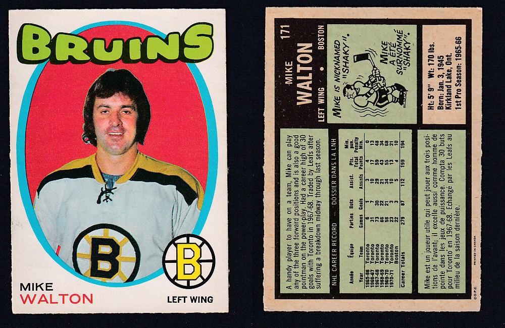 1971-72 O-PEE-CHEE HOCKEY CARD #171 M. WALTON photo 1971-72 O-PEE-CHEE HOCKEY CARD #171 M. WALTON photo