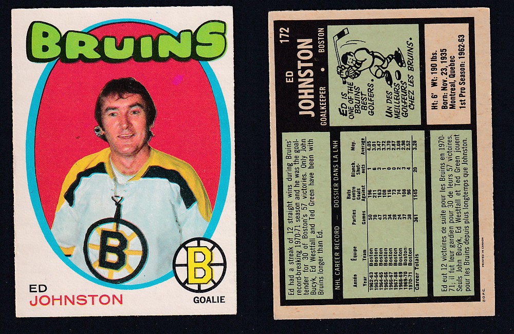 1971-72 O-PEE-CHEE HOCKEY CARD #172 E. JOHNSTON photo 1971-72 O-PEE-CHEE HOCKEY CARD #172 E. JOHNSTON photo