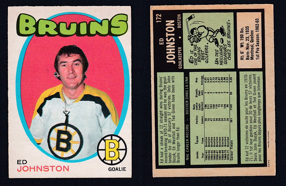 1971-72 O-PEE-CHEE HOCKEY CARD #172 E. JOHNSTON photo 1971-72 O-PEE-CHEE HOCKEY CARD #172 E. JOHNSTON photo