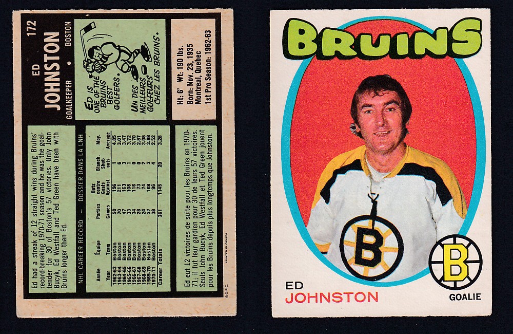 1971-72 O-PEE-CHEE HOCKEY CARD #172 E. JOHNSTON photo 1971-72 O-PEE-CHEE HOCKEY CARD #172 E. JOHNSTON photo