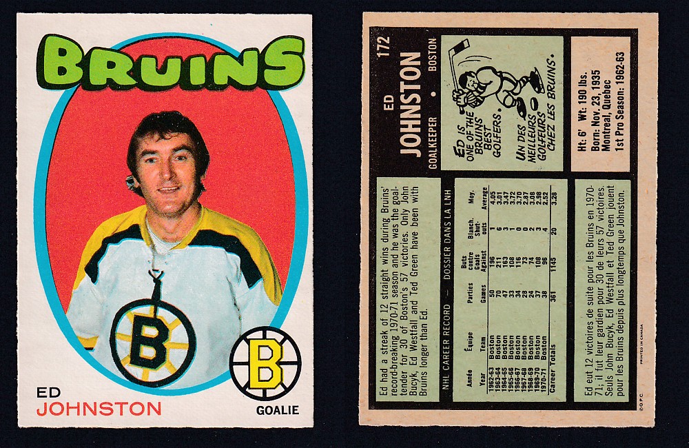 1971-72 O-PEE-CHEE HOCKEY CARD #172 E. JOHNSTON photo 1971-72 O-PEE-CHEE HOCKEY CARD #172 E. JOHNSTON photo