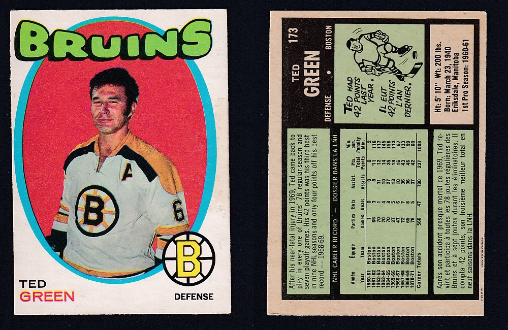 1971-72 O-PEE-CHEE HOCKEY CARD #173 T. GREEN photo 1971-72 O-PEE-CHEE HOCKEY CARD #173 T. GREEN photo