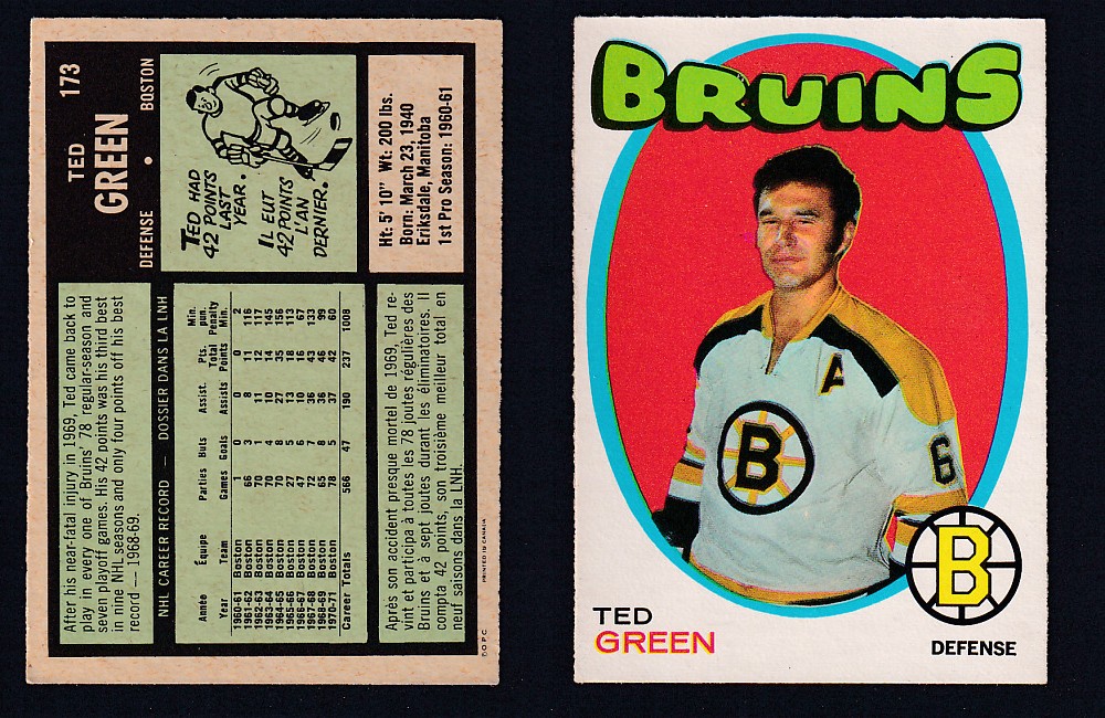 1971-72 O-PEE-CHEE HOCKEY CARD #173 T. GREEN photo 1971-72 O-PEE-CHEE HOCKEY CARD #173 T. GREEN photo
