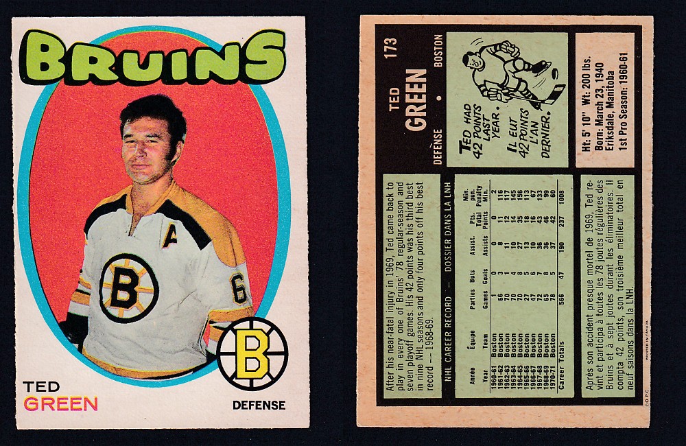 1971-72 O-PEE-CHEE HOCKEY CARD #173 T. GREEN photo 1971-72 O-PEE-CHEE HOCKEY CARD #173 T. GREEN photo