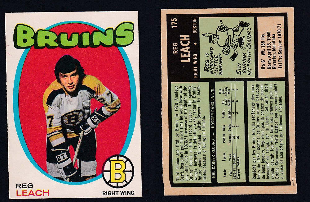 1971-72 O-PEE-CHEE HOCKEY CARD #175 R. LEACH photo 1971-72 O-PEE-CHEE HOCKEY CARD #175 R. LEACH photo