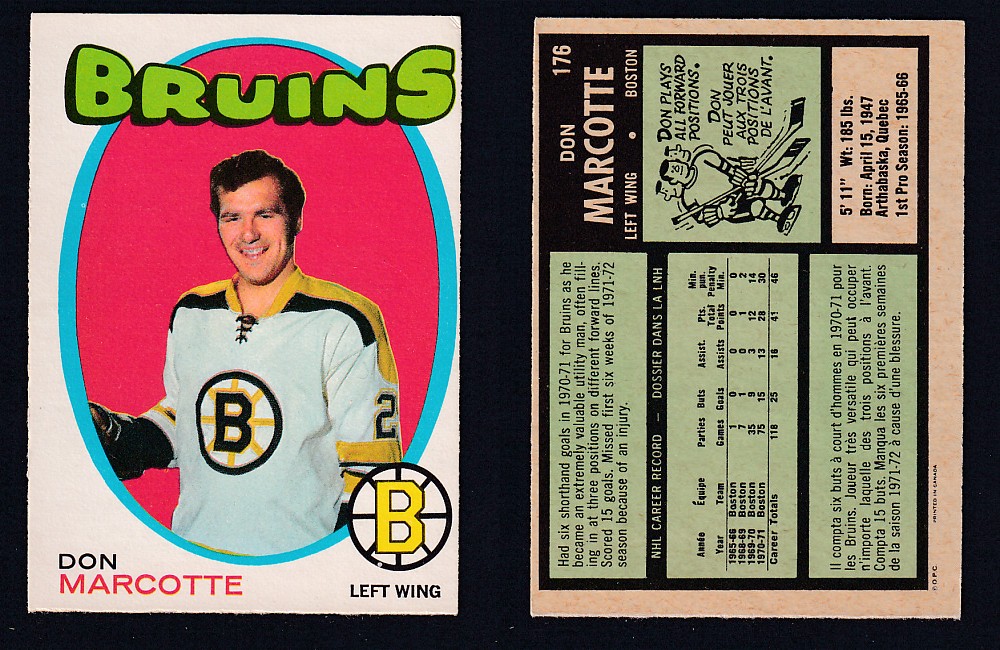 1971-72 O-PEE-CHEE HOCKEY CARD #176 D. MARCOTTE photo 1971-72 O-PEE-CHEE HOCKEY CARD #176 D. MARCOTTE photo