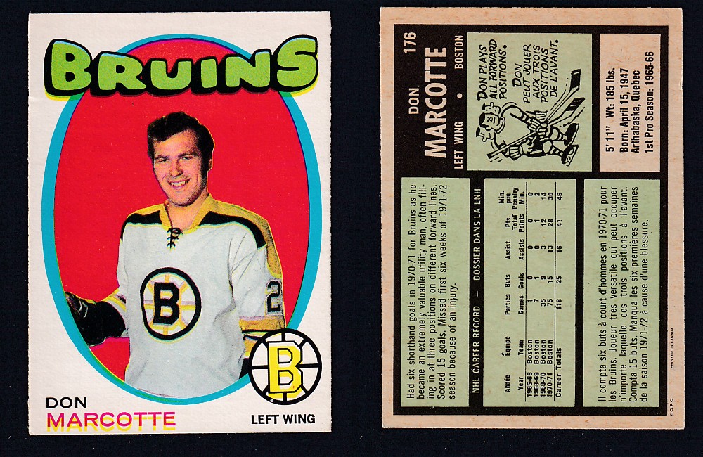 1971-72 O-PEE-CHEE HOCKEY CARD #176 D. MARCOTTE photo 1971-72 O-PEE-CHEE HOCKEY CARD #176 D. MARCOTTE photo
