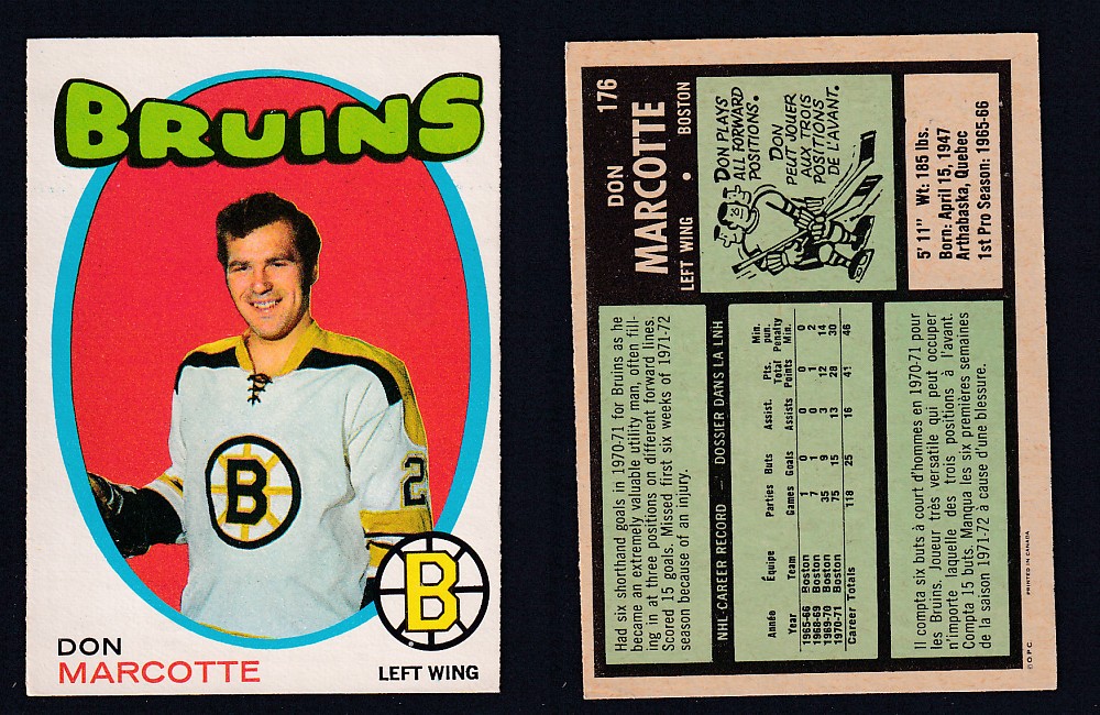 1971-72 O-PEE-CHEE HOCKEY CARD #176 D. MARCOTTE photo 1971-72 O-PEE-CHEE HOCKEY CARD #176 D. MARCOTTE photo