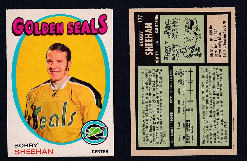 1971-72 O-PEE-CHEE HOCKEY CARD #177 B. SHEEHAN photo 1971-72 O-PEE-CHEE HOCKEY CARD #177 B. SHEEHAN photo