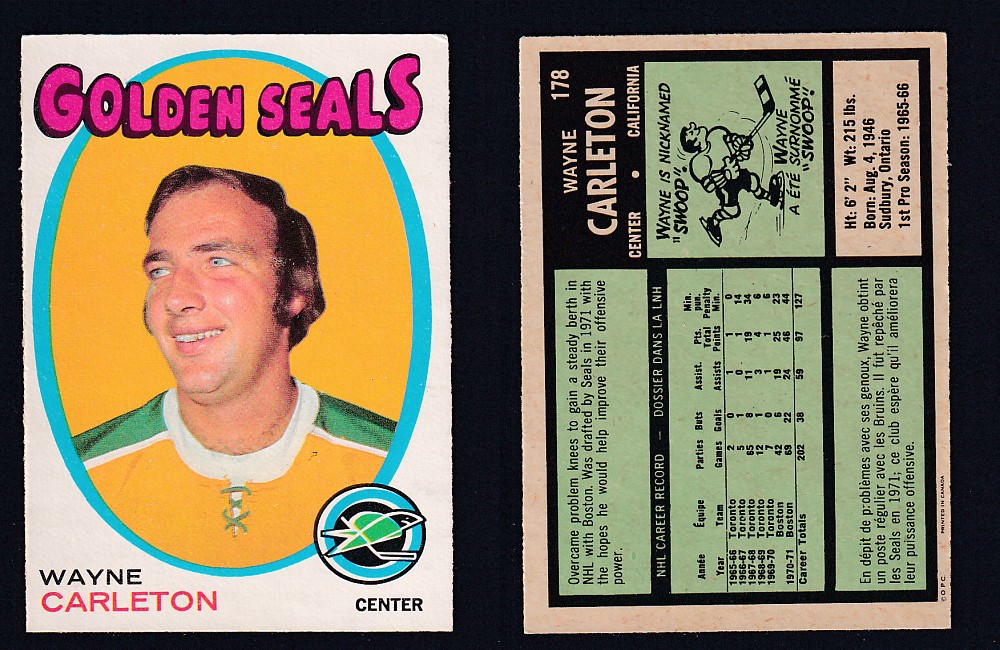 1971-72 O-PEE-CHEE HOCKEY CARD #178 W. CARLETON photo 1971-72 O-PEE-CHEE HOCKEY CARD #178 W. CARLETON photo