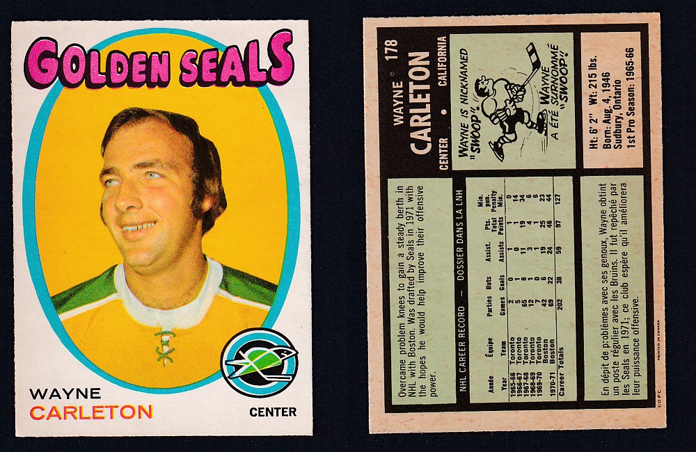 1971-72 O-PEE-CHEE HOCKEY CARD #178 W. CARLETON photo 1971-72 O-PEE-CHEE HOCKEY CARD #178 W. CARLETON photo