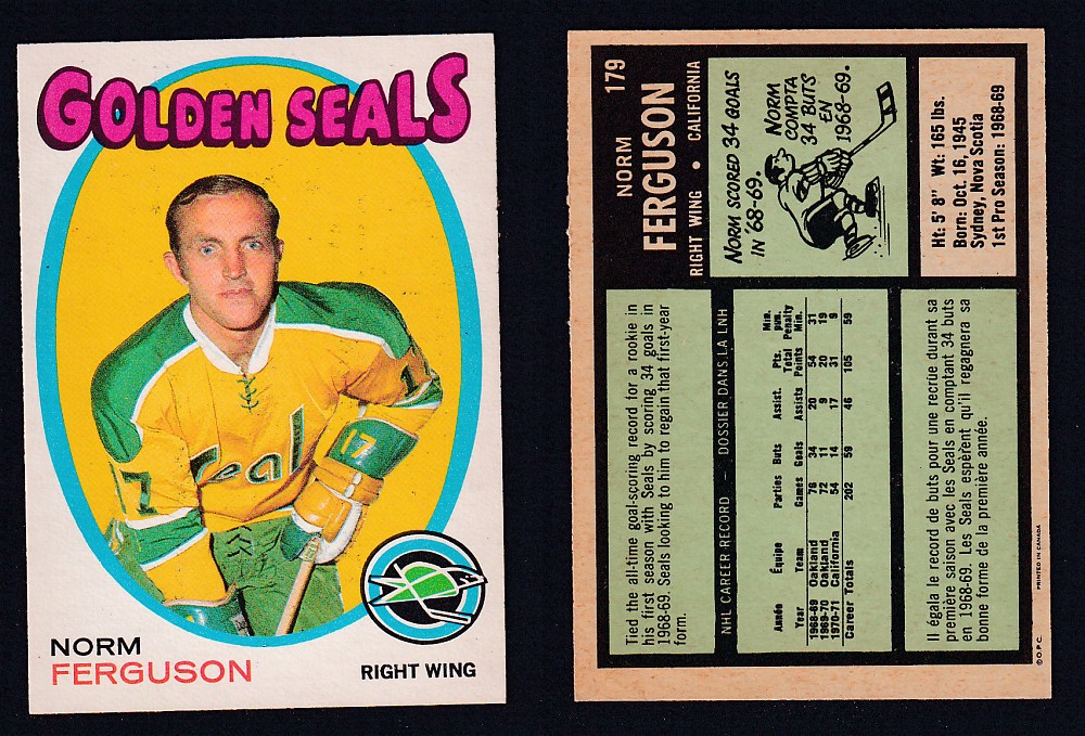 1971-72 O-PEE-CHEE HOCKEY CARD #179 N. FERGUSON photo 1971-72 O-PEE-CHEE HOCKEY CARD #179 N. FERGUSON photo