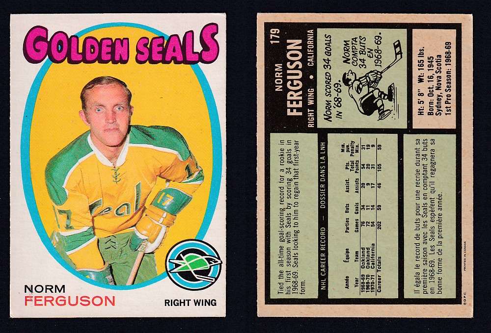 1971-72 O-PEE-CHEE HOCKEY CARD #179 N. FERGUSON photo 1971-72 O-PEE-CHEE HOCKEY CARD #179 N. FERGUSON photo