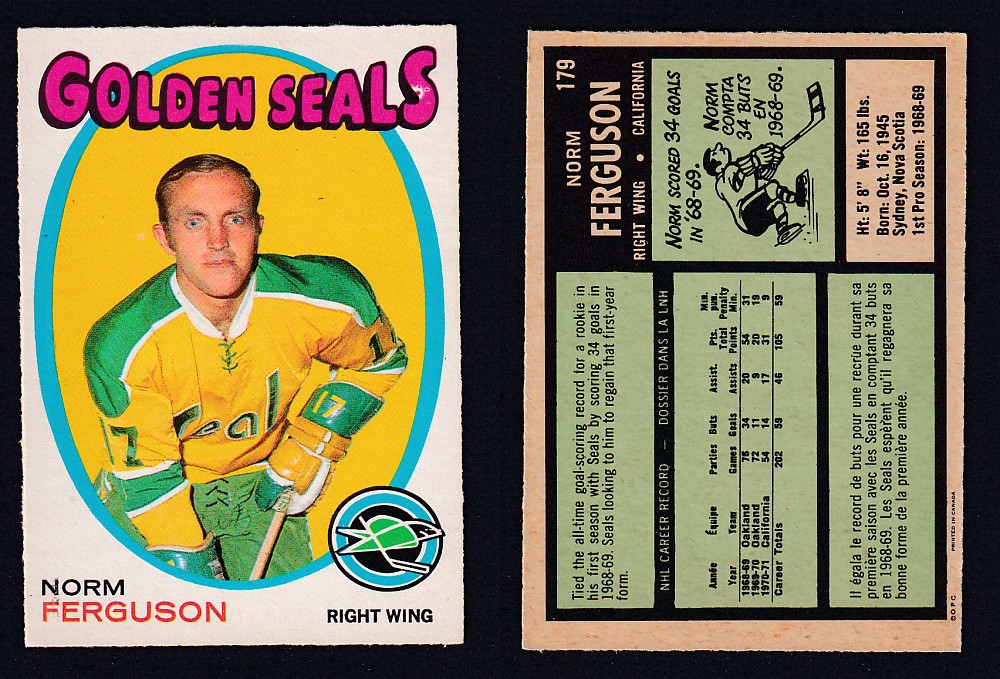 1971-72 O-PEE-CHEE HOCKEY CARD #179 N. FERGUSON photo 1971-72 O-PEE-CHEE HOCKEY CARD #179 N. FERGUSON photo