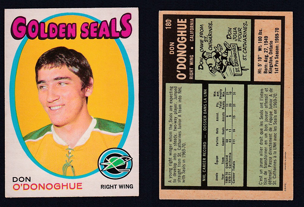1971-72 O-PEE-CHEE HOCKEY CARD #180 D. O'DONOGHUE photo 1971-72 O-PEE-CHEE HOCKEY CARD #180 D. O'DONOGHUE photo