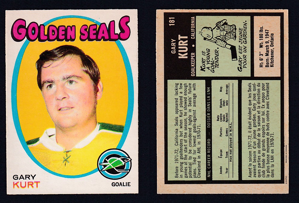 1971-72 O-PEE-CHEE HOCKEY CARD #181 G. KURT photo 1971-72 O-PEE-CHEE HOCKEY CARD #181 G. KURT photo