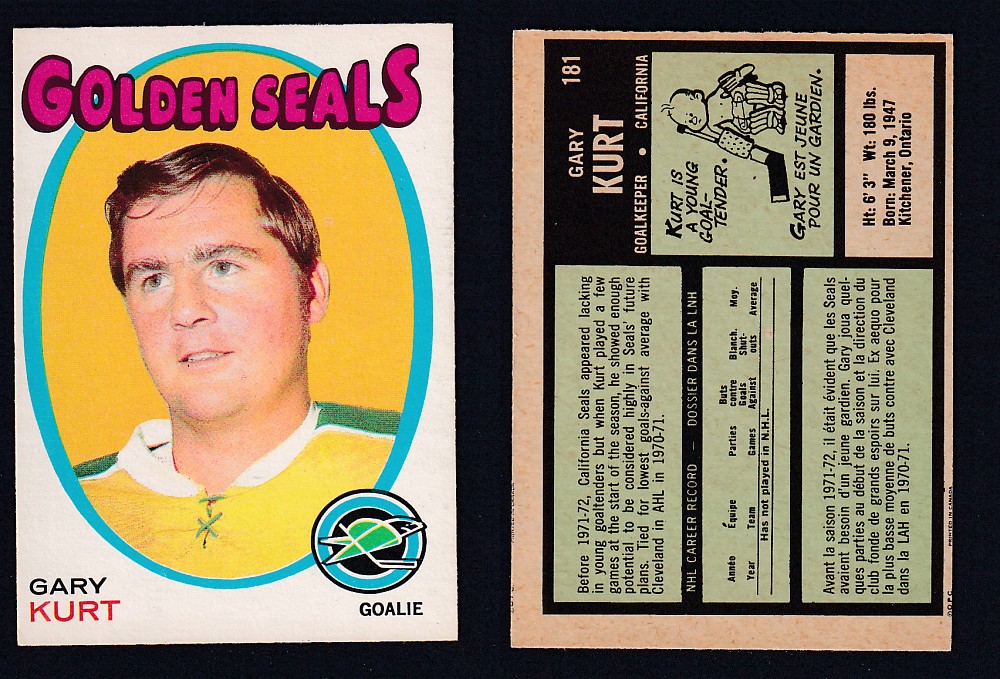 1971-72 O-PEE-CHEE HOCKEY CARD #181 G. KURT photo 1971-72 O-PEE-CHEE HOCKEY CARD #181 G. KURT photo