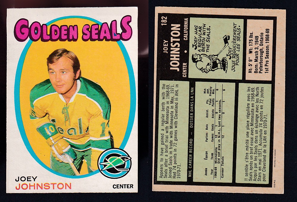 1971-72 O-PEE-CHEE HOCKEY CARD #182 J. JOHNSTON photo 1971-72 O-PEE-CHEE HOCKEY CARD #182 J. JOHNSTON photo