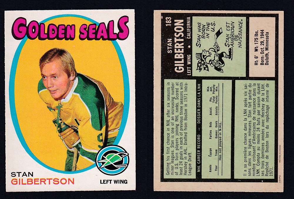 1971-72 O-PEE-CHEE HOCKEY CARD #183 S. GILBERTSON photo 1971-72 O-PEE-CHEE HOCKEY CARD #183 S. GILBERTSON photo