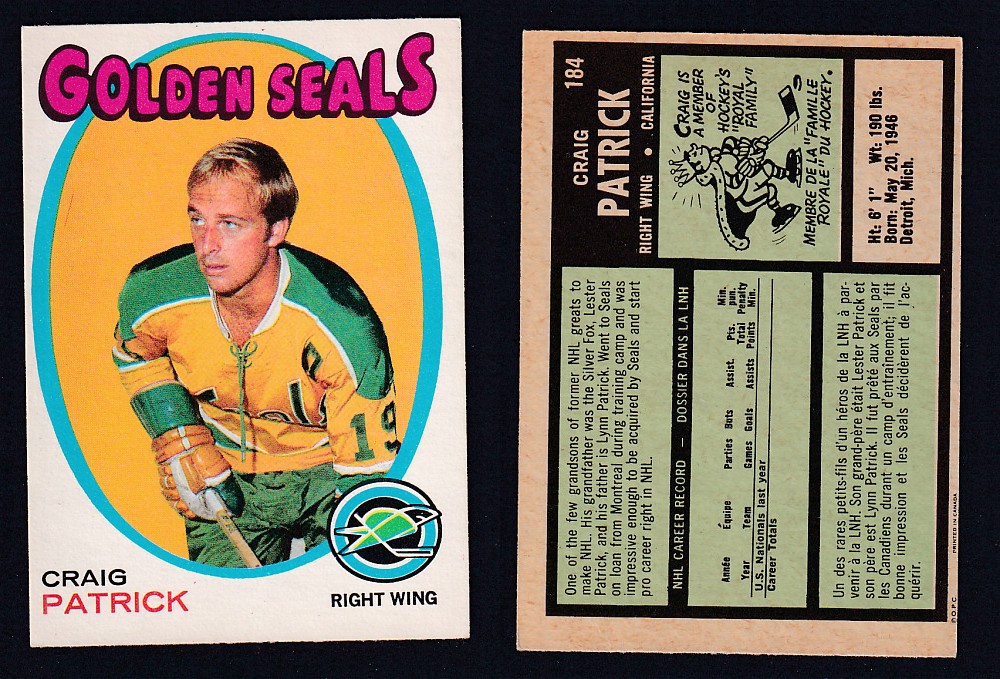 1971-72 O-PEE-CHEE HOCKEY CARD #184 C. PATRICK photo 1971-72 O-PEE-CHEE HOCKEY CARD #184 C. PATRICK photo