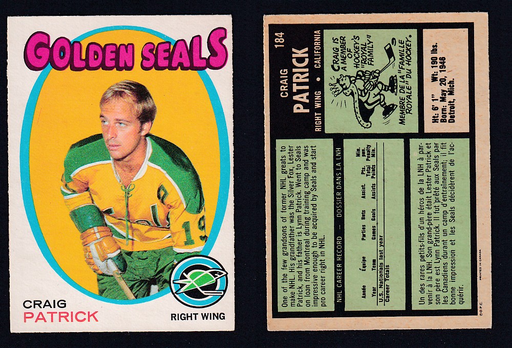 1971-72 O-PEE-CHEE HOCKEY CARD #184 C. PATRICK photo 1971-72 O-PEE-CHEE HOCKEY CARD #184 C. PATRICK photo