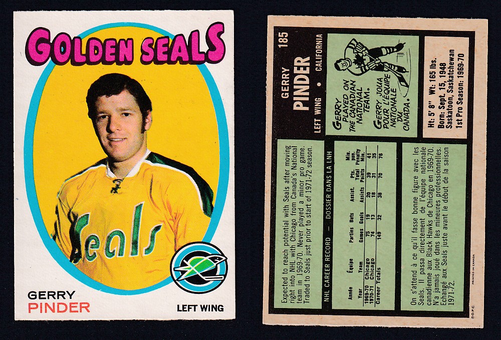1971-72 O-PEE-CHEE HOCKEY CARD #185 G. PINDER photo 1971-72 O-PEE-CHEE HOCKEY CARD #185 G. PINDER photo