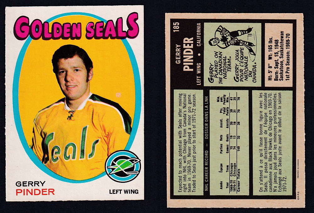 1971-72 O-PEE-CHEE HOCKEY CARD #185 G. PINDER photo 1971-72 O-PEE-CHEE HOCKEY CARD #185 G. PINDER photo