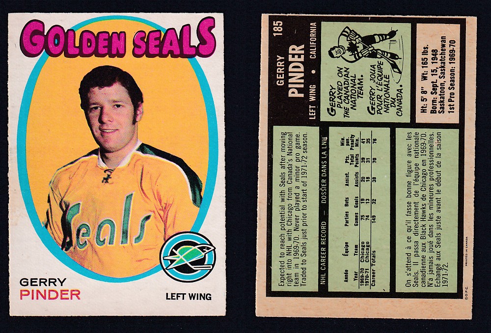1971-72 O-PEE-CHEE HOCKEY CARD #185 G. PINDER photo 1971-72 O-PEE-CHEE HOCKEY CARD #185 G. PINDER photo