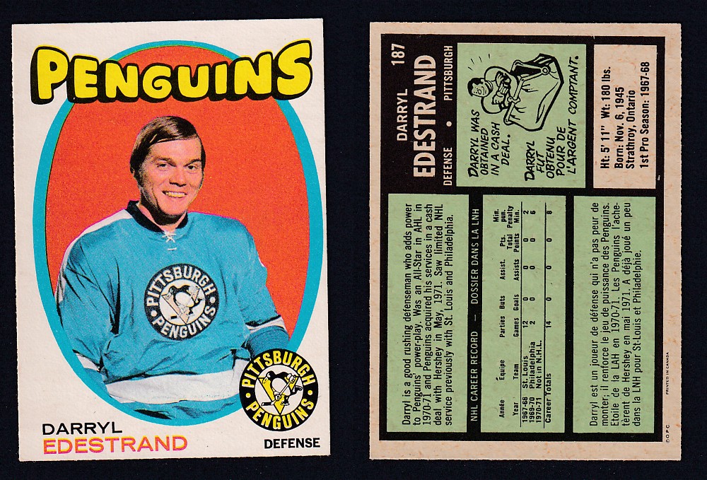 1971-72 O-PEE-CHEE HOCKEY CARD #187 D. EDESTRAND photo 1971-72 O-PEE-CHEE HOCKEY CARD #187 D. EDESTRAND photo