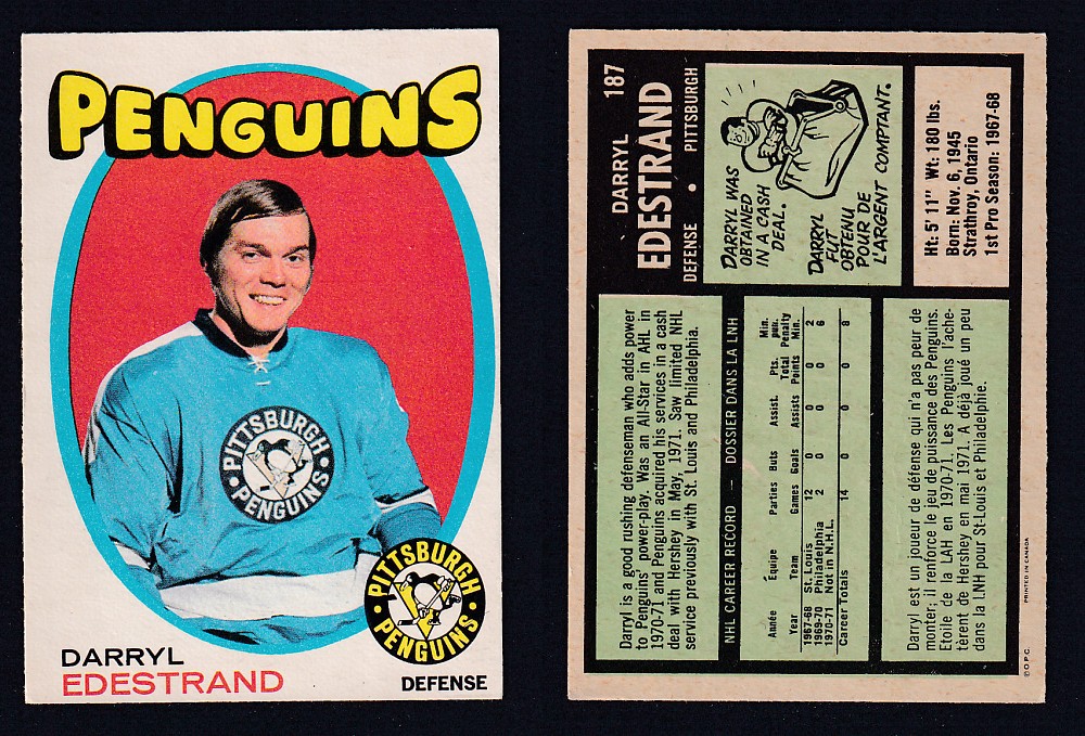 1971-72 O-PEE-CHEE HOCKEY CARD #187 D. EDESTRAND photo 1971-72 O-PEE-CHEE HOCKEY CARD #187 D. EDESTRAND photo