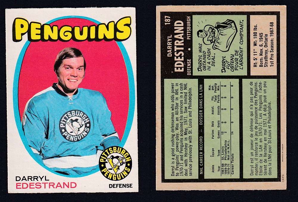 1971-72 O-PEE-CHEE HOCKEY CARD #187 D. EDESTRAND photo 1971-72 O-PEE-CHEE HOCKEY CARD #187 D. EDESTRAND photo