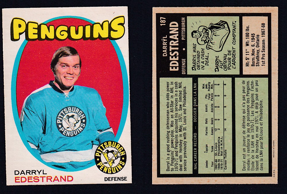 1971-72 O-PEE-CHEE HOCKEY CARD #187 D. EDESTRAND photo 1971-72 O-PEE-CHEE HOCKEY CARD #187 D. EDESTRAND photo