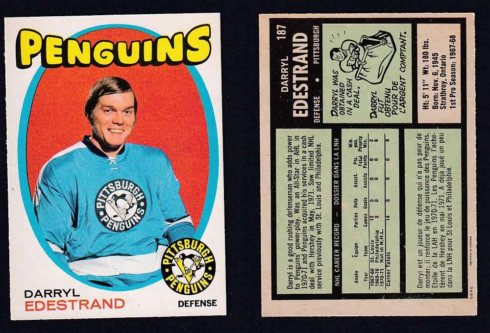 1971-72 O-PEE-CHEE HOCKEY CARD #187 D. EDESTRAND photo 1971-72 O-PEE-CHEE HOCKEY CARD #187 D. EDESTRAND photo