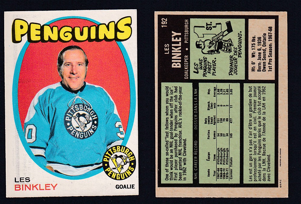 1971-72 O-PEE-CHEE HOCKEY CARD #192 L. BINKLEY photo 1971-72 O-PEE-CHEE HOCKEY CARD #192 L. BINKLEY photo