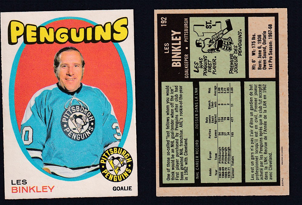 1971-72 O-PEE-CHEE HOCKEY CARD #192 L. BINKLEY photo 1971-72 O-PEE-CHEE HOCKEY CARD #192 L. BINKLEY photo